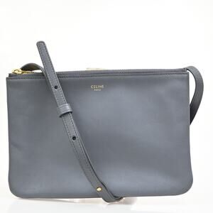 Celine Leather Trio Crossbody Bag Gray